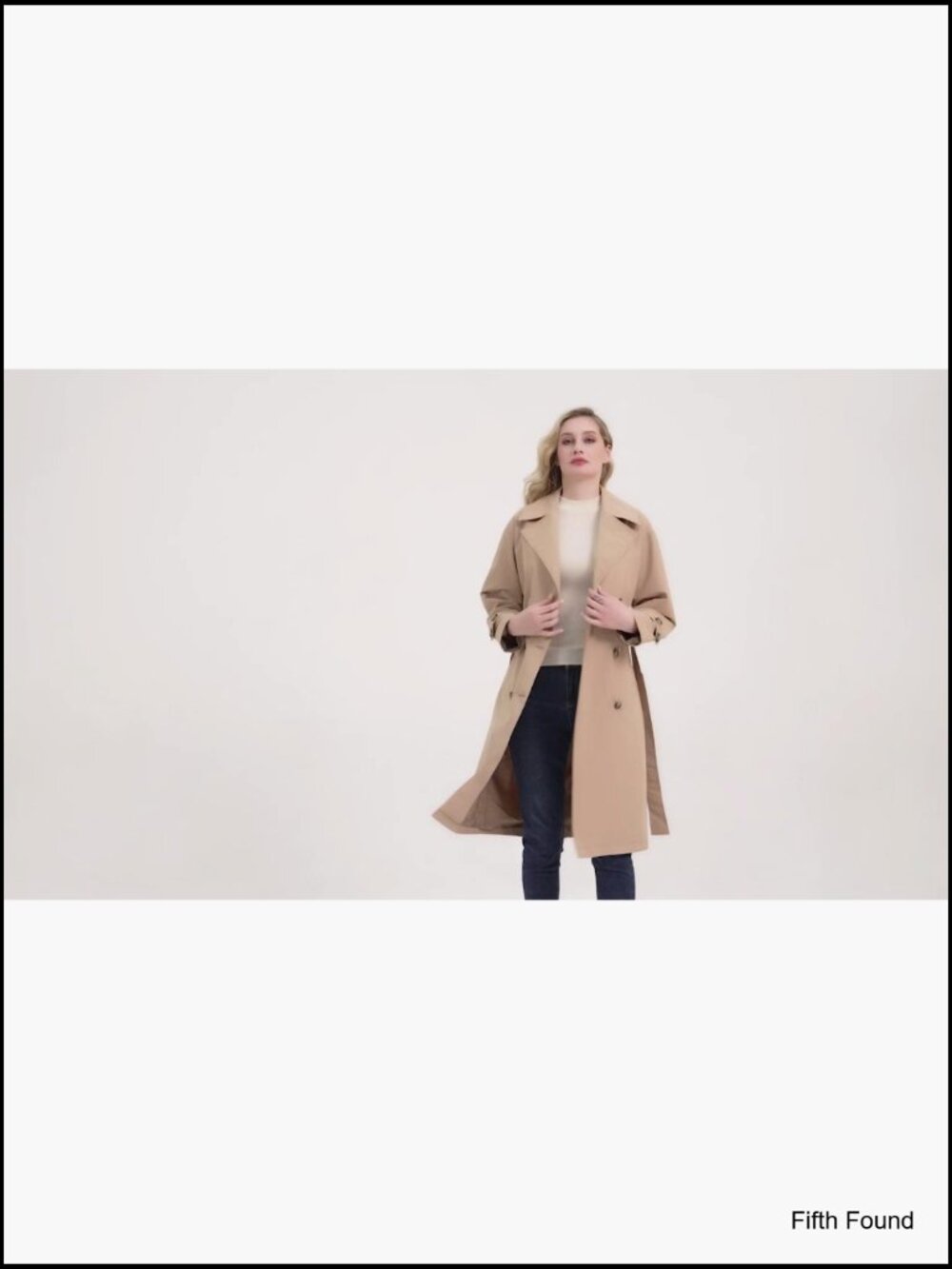 Double-Breasted Trench Coat Belted Water Resistant Casual Business - Picture 6 of 7